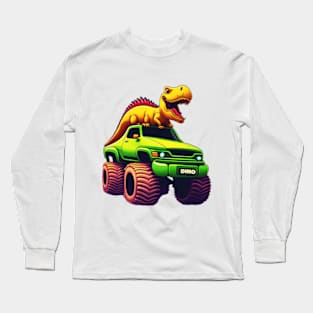 Dinosaurs on a monster truck Long Sleeve T-Shirt